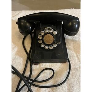 Vintage Rotary Dial Desk Phone Black Bell System Western Electric